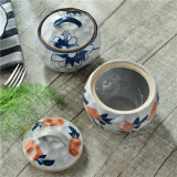 创意日式精美手绘陶瓷储物罐糖盐罐带盖罐子家居储物罐