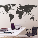 环游世界地图墙贴纸画企业办公室书房沙发墙壁装饰可移除贴画简约