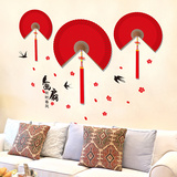 客厅沙发墙面装饰书房字画扇中国风传统喜庆墙壁纸自粘墙贴纸贴画