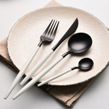 吉乐岛创意不锈钢刀叉勺复古黑白刀叉勺咖啡勺搅拌勺西餐牛排刀叉