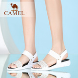 CAMEL/骆驼正品名牌休闲鞋凉鞋女鞋夏季凉皮鞋子真皮坡跟中跟新款