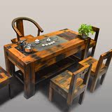 老船木茶桌椅组合仿古茶艺桌实木茶台泡茶桌简约茶几明清中式家具