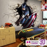 3D立体美国队长主题英雄电影儿童房卧室KTV包房墙纸壁纸动漫卡通