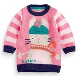 绝版现货！英国NEXT正品女童粉红色兔子羊毛混纺针织连衣裙691762