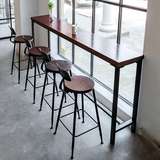 家用吧台桌客厅实木靠墙简约现代高桌子复古酒吧咖啡小吧台桌订制