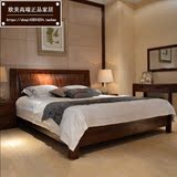 北美欧美012黑胡桃木床双人床1.51.8米大床中式高端婚床实木床