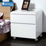 搭瓦屋 白色简约烤漆床头柜 可移动家用时尚现代二斗柜文件柜