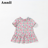 安奈儿专柜正品16春夏新款小女童短袖梭织裙衣XG621598
