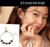韩国代购stone henge申敏儿同款14k玫瑰金镶黑色花朵链条戒指