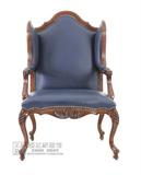 美式复古实木沙发椅欧式客厅皮艺雕花休闲贵族椅扶手椅书房老虎椅