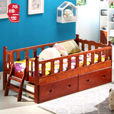 小孩床带护栏儿童床男孩 单人床 实木幼儿床加宽拼接床松木宝宝床