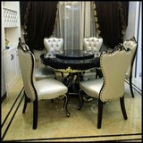 新古典餐桌欧式实木餐桌椅组合大理石圆桌长方形简约客厅定制餐台