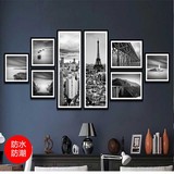 欧式黑白装饰画巴黎铁塔现代无框画照片墙餐厅客厅沙发背景墙挂画