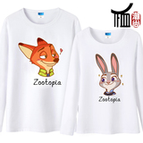 新款创意男女情侣装韩版3D疯狂T恤动物城尼克狐狸朱迪兔长袖衣服