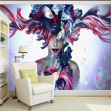 欧式3d抽象人物美女大型壁画 卧室客厅个性壁纸 手绘油画无缝墙纸