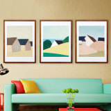 色彩块客厅装饰画现代简约沙发背景墙壁画办公室挂画三联抽象油画