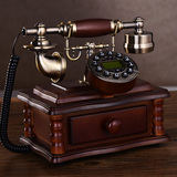 ANSEL时尚仿古老式电话机欧式田园复古家用座机办公固话电话实木