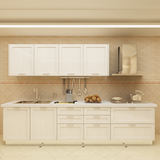 波普勒系统厨房整体橱柜定做实木厨柜定制美国红橡石英石台面欧式