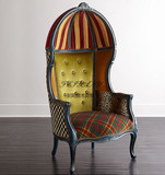 美式乡村复古太空椅复古复古公主沙发椅子雕花实木单人沙发蛋壳椅