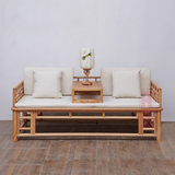 老榆木新中式家具免漆实木罗汉床现代仿古禅意床榻木质沙发沙发床