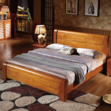 加厚 实木床1.8米 双人床简约现代中式婚床 木头床橡木家具包安装