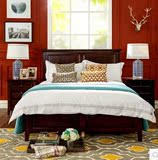 美式实木床进口红橡木床1.8简约复古全实木床婚床双人床卧室家具