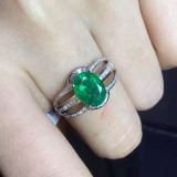 2.2ct天然哥伦比亚祖母绿戒指 18k金镶嵌钻石 霸气中性男女款钻戒