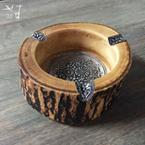 境泉手工实木装饰烟灰缸泰国创意个性工艺品中式客厅烟缸茶几摆件