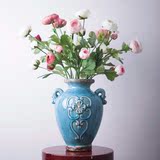美式欧式地中海家居饰品陶瓷摆件工艺品 做旧复古蓝色花瓶花器