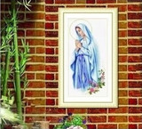 纯手工十字绣成品人物圣女修女耶稣基督教新款客厅装饰挂画