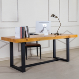 简约餐桌椅组合6人实木长方形饭桌铁艺家用办公桌书桌电脑桌子木