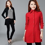 2016春秋新品牌韩版修身风衣中长款羊毛呢子外套薄大码羊绒大衣女