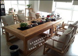 老榆木免漆实木茶桌餐桌现代中式禅意茶台茶几茶楼会所茶桌椅组合