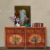 新古典中式做旧仿古二门二屉鞋柜实木门厅玄关柜子 创意彩绘家具