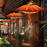 东南亚中式吊灯 工程餐厅灯酒店客厅美容院个性木艺灯泰式木皮灯