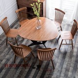 美式铁艺三角形餐桌椅实木圆饭桌中式仿古茶几咖啡洽谈桌