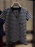 2016春夏女装职业阿玛施特价代购新款条纹修身短袖韩范T恤300148
