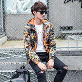 秋季韩版夹克男装2016春季迷彩青年棒球服带帽薄款外套上衣服开衫