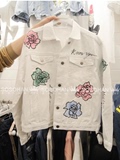 韩国进口正品东大门代购2016春秋女装优雅牌风彩色印花白色短外套