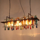 美式乡村复古工业吊灯艺术餐厅灯酒吧咖啡厅个性酒瓶铁架组合吊灯