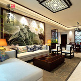 样板房新中式客厅实木沙发 简约现代布艺沙发组合 中国风时尚家具