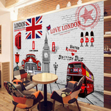 欧式风格立体个性创意英伦壁纸客餐厅咖啡店装饰墙纸大型壁画复古
