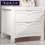 中式简约白色实木床头柜 百搭柜子 现代时尚抽屉 收纳床边柜 包邮