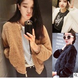 16韩国东大门代购冬装棒球服长袖羊羔毛短款加厚保暖外套女棉衣潮