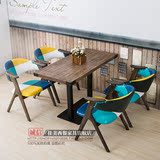 复古奶茶甜品店西餐厅桌咖啡厅椅桌椅组合4人茶餐饮创意酒吧桌椅