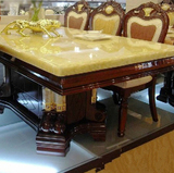 天然大理石餐桌豪华方桌中欧式餐台长方形带储物柜实木餐桌椅组合