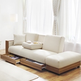 日式沙发床双人多功能储物折叠沙发床小户型组合沙发布艺实木沙发