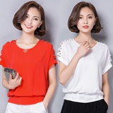 2016夏季新款韩版女装短袖大码雪纺衫女士T恤短款百搭夏天上衣服