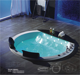 圆形嵌入式浴缸亚克力大瀑布炫彩LED水景双人按摩浴缸1.5米1.7米