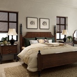 美式乡村风格 美式实木床家具卧室双人床1.8米胡桃色古典婚床特价
